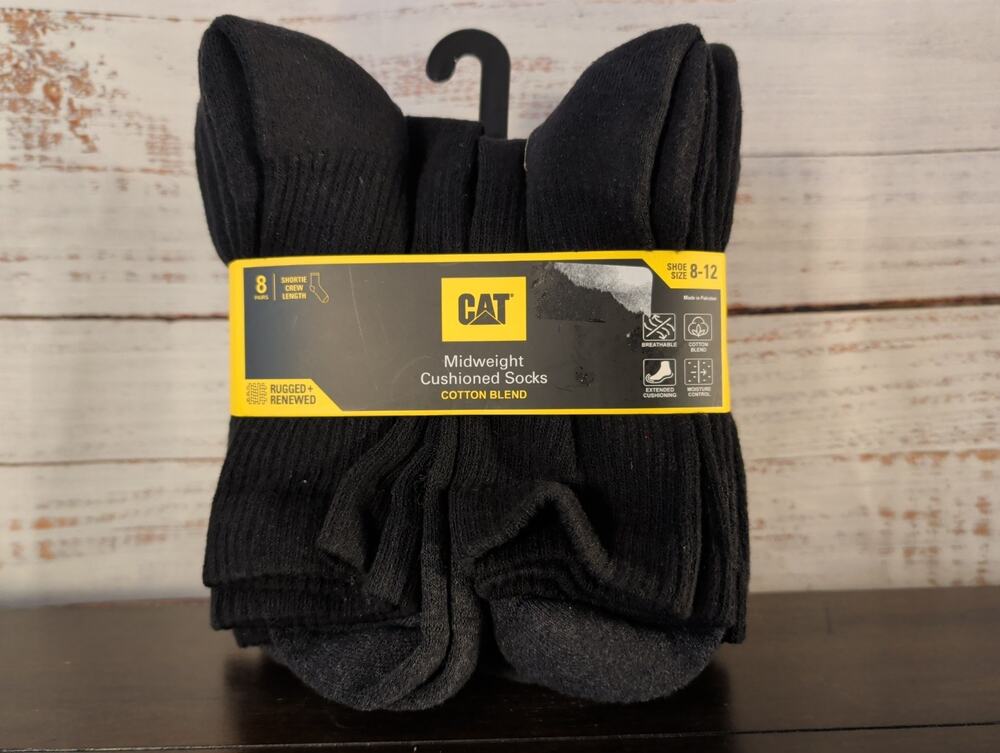 CATERPILLAR Mens cotton blend Mid-Weight cushioned 8 Pairs Shoe Size 8-12